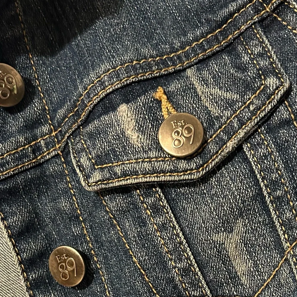 EST 1989 PLACE Girls Denim Button Up Cotton Jean Jacket w Pockets Size M 7/8